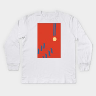 Flowy Wave - Contemporary Mid Century Art Kids Long Sleeve T-Shirt